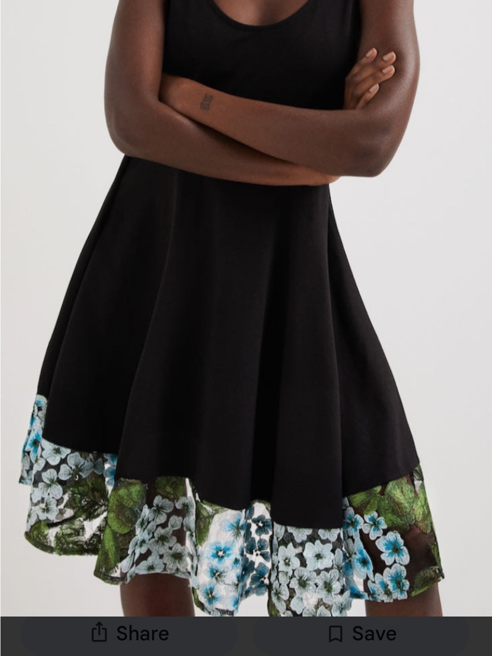 Desigual Black Skater Skirt with Blue & Green Floral Hem